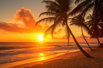 beautiful beach view with sunset