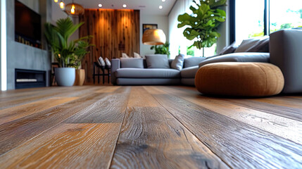 Gray laminate with a texture for wood, which gives the room a modern and stylish lo