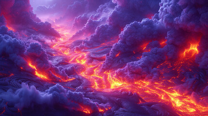 Wall Mural - lava flows with harmonious transitions from bright red to dark pur