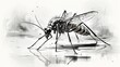 sketch, doodle, hand drawn illustration of mosquito