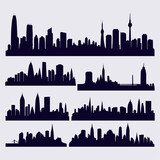 Fototapeta Miasta - vector skyline set