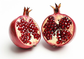 Poster - Pomegranate with cut in half isolated on white background. : Generative AI