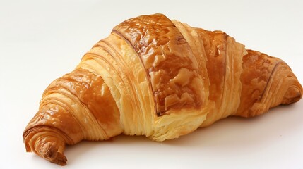 Wall Mural - One croissant closeup, isolated on white background. : Generative AI