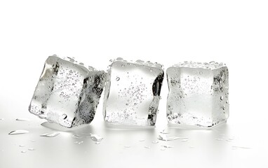 Poster - Three ice cubes, isolated on white background : Generative AI