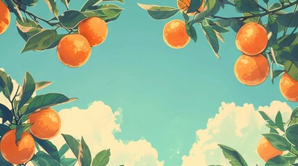 Wall Mural - Mandarin Oranges with copy space - AI Generated Abstract Art