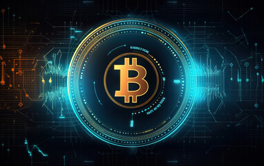 Sticker - bitcoin dashboard technology background,created with generative ai tecnology.