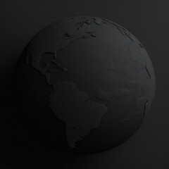 gray earth model on black background,created with generative ai tecnology.