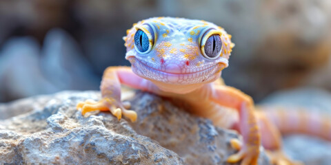 Wall Mural - a cute gecko with blue eyes, generative AI