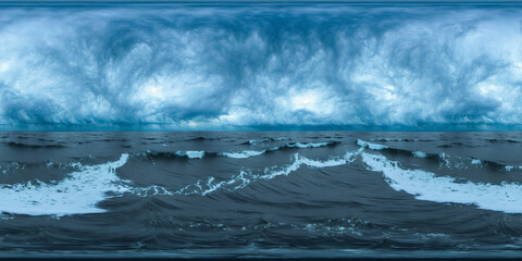 Wall Mural - equirectangular panorama 360 degrees stormy sea