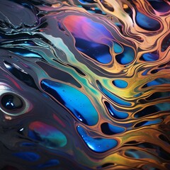 Canvas Print - Oil spill on water background