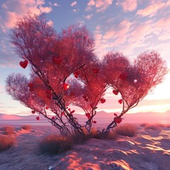 Wall Mural - Valentine day love of heart trees