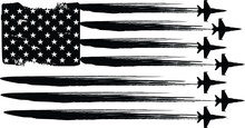 Black And White USA Flag With Military Fighter Jets