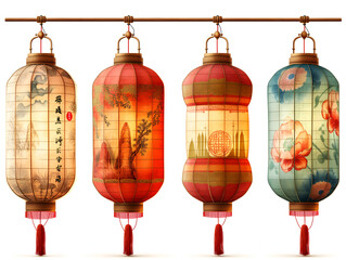 Wall Mural - chinese lantern isolated on white background