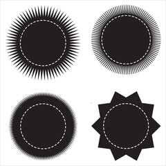 Wall Mural - Set of vector starburst, sunburst badges. Simple flat style vintage labels, stickers, Sunburst price tags Black icons on white background.  12354