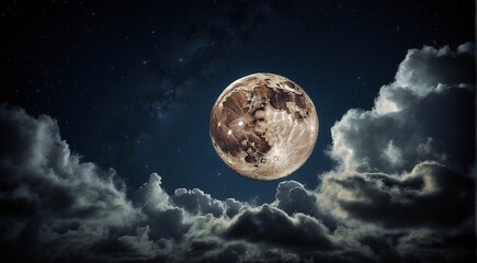 moon in the night with stars and cloud, moon view at the night, beautiful moon with stars