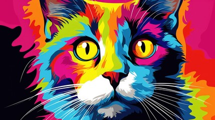 Wall Mural - Cat drawing in pop art style