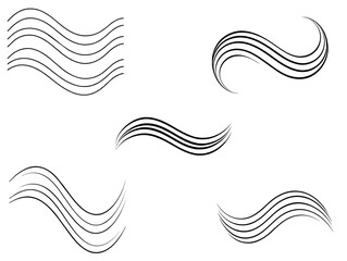 Poster - abstract wave lines set with transparence background