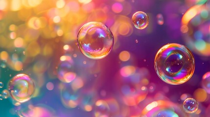 Wall Mural - abstract background with colorful soap bubbles generated by ai tool