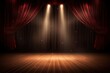 Empty theater stage with red curtains. 3d illustration