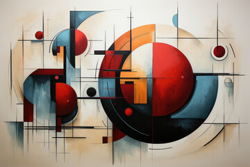 Poster - Colorful Abstract Geometric Composition Background Texture extreme closeup. Generative AI