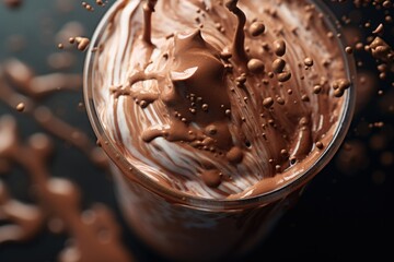 Poster - A delicious chocolate milkshake with a splash of chocolate. Perfect for indulging your sweet tooth.