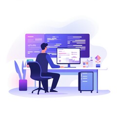 A Vector Illustration of a Web Developer at Work
