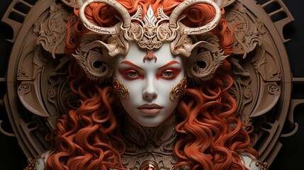 Wall Mural - Majestic Goddess in Ornate Cosplay with Red Hair