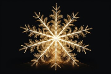 Canvas Print - A single snowflake photographed against a black background. Can be used as a winter or holiday-themed decoration