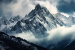 A breadth taking winter landscape with frosty mountain peaks