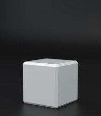 Sticker - Cube with glossy texture on isolated dark background. Cubic on the floor.