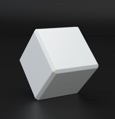 Wall Mural - white cube isolated on black background