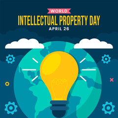 Wall Mural - Intellectual Property Day Social Media Illustration Flat Cartoon Hand Drawn Templates Background