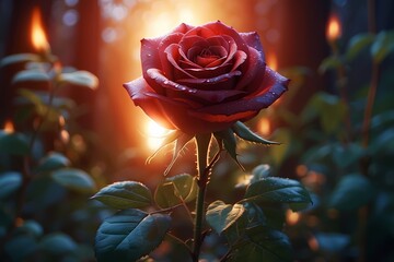 beautiful rose flower in a beautiful scenery for valentine