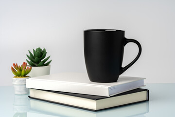 Wall Mural - Coffee mug on white office table mock up