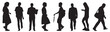 © Unknown Artist - Group of people walking and standing silhouette. Set of people standing and walking.