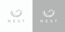 Bird's Nest Illustration Vector Logo Design.