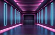 © PeopleWorker - Game corridor wall indoor room background empty neon interior arena hall