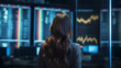 © YU - Picture of woman looking at stock market financial data