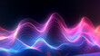  pink blue wavy neon lines electronic music on black background
