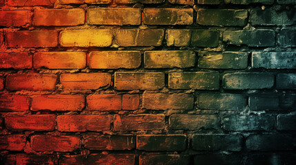 Canvas Print - Bright red and blue textured brick wall with a grungy feel.