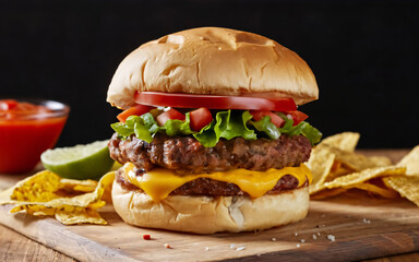 Wall Mural - hamburger on a plate