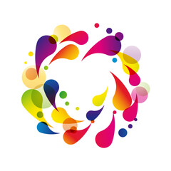 Canvas Print - color splash and bubbles in abstract shape. vector illustration