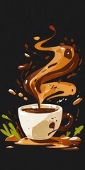 Wall Mural - hot coffee illustration