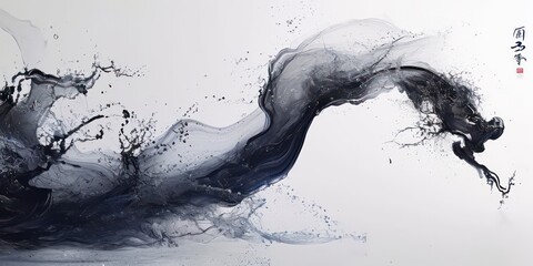 Canvas Print - Smoke wave of Chinese style  , with  flowing gracefully across a pristine white surface.