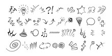 Anime Comic Emoticon Element Graphic Effects Hand Drawn Doodle Vector Illustration Set.