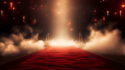 Luxurious and elegant red carpet staircase, holiday awards ceremony event