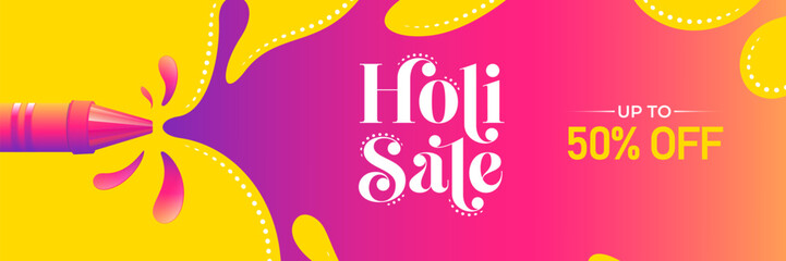 Wall Mural - Holi Sale Banner Design Template, Indian Religious Festival Holi Offer Banner Design Illustration