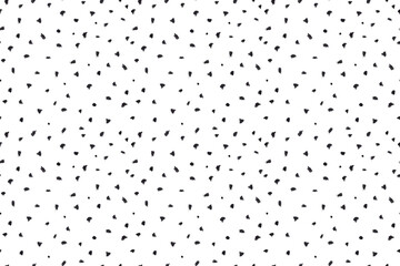 Dash pattern on white background. Wrapping paper with small black dots painted with a brush. Seamless simple minimal ornament. Abstract geometric grunge vector texture painted by ink