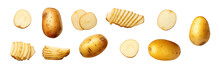 Potato And Alices Isolated On White Background, Png Cut Outs 
