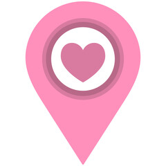 Wall Mural - Map pointer with heart icon isolated on white background.